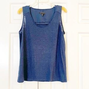 Banana Republic navy blue scoop neck tank top w/ laser cut-out trim details. Med